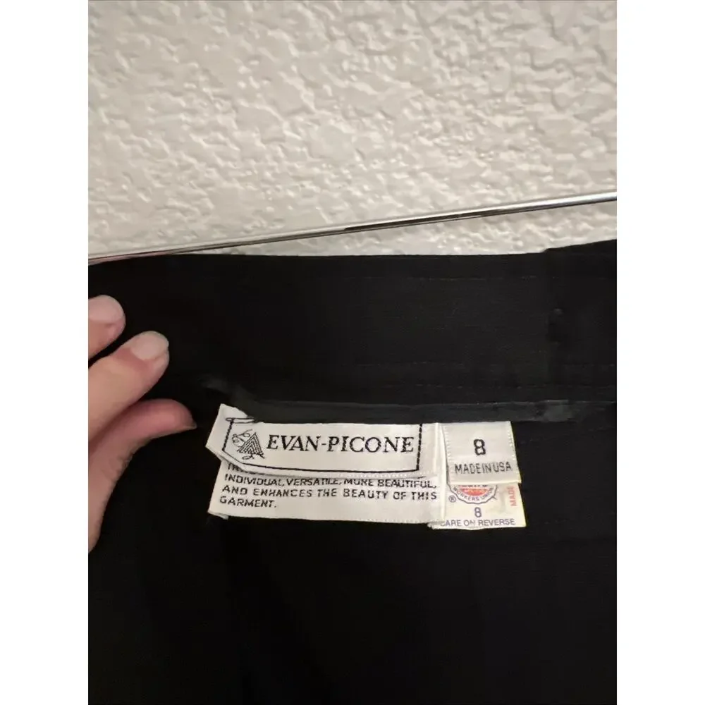 Vintage Evan Picone Midi Pencil SKirt Classic Old Money Black Lined Made in USA